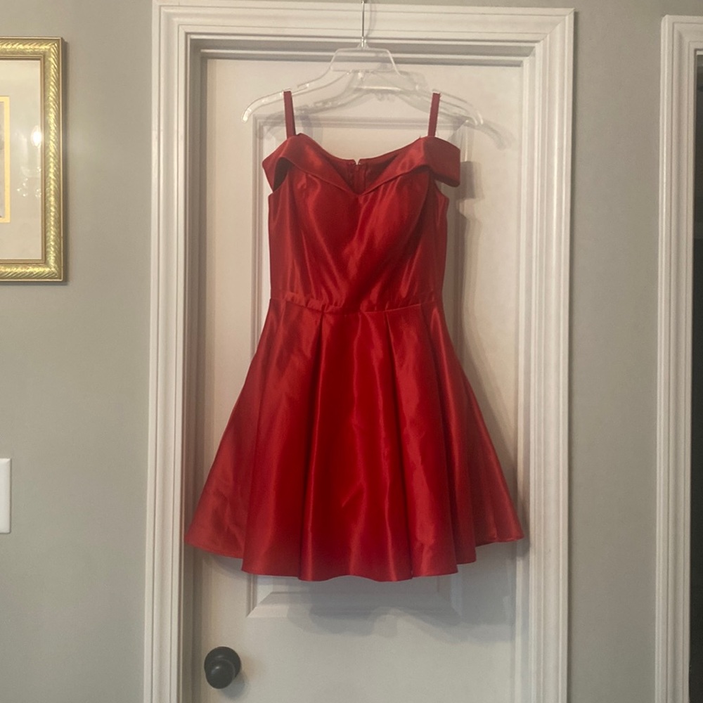 Red knee length dress